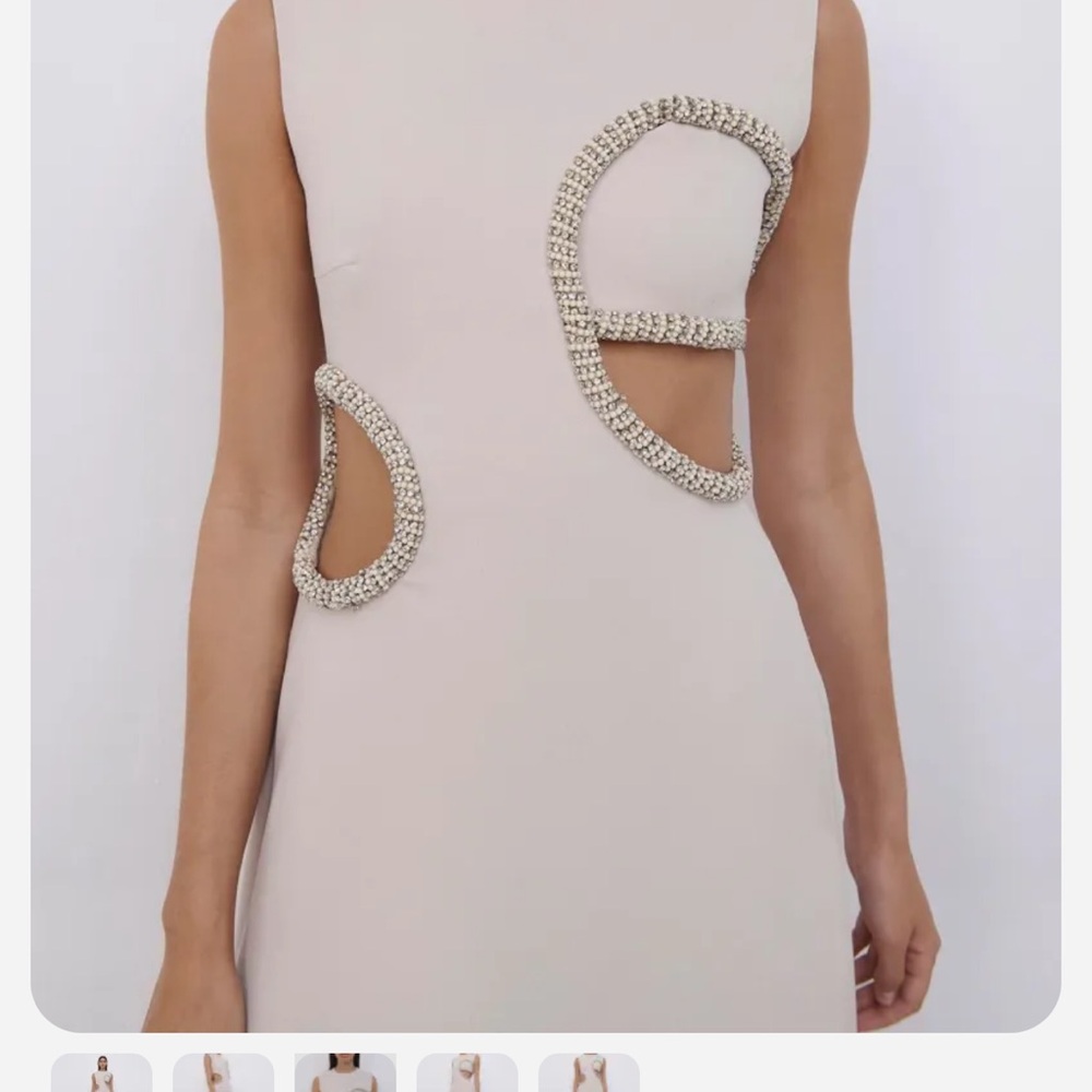 Jonathan Simkhai Tan Sheath Midi Dress with Mock Neck